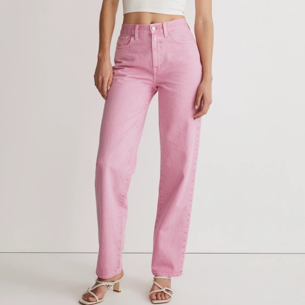 New NWOT Madewell Baggy Straight Jeans Retro Pink Sz 25